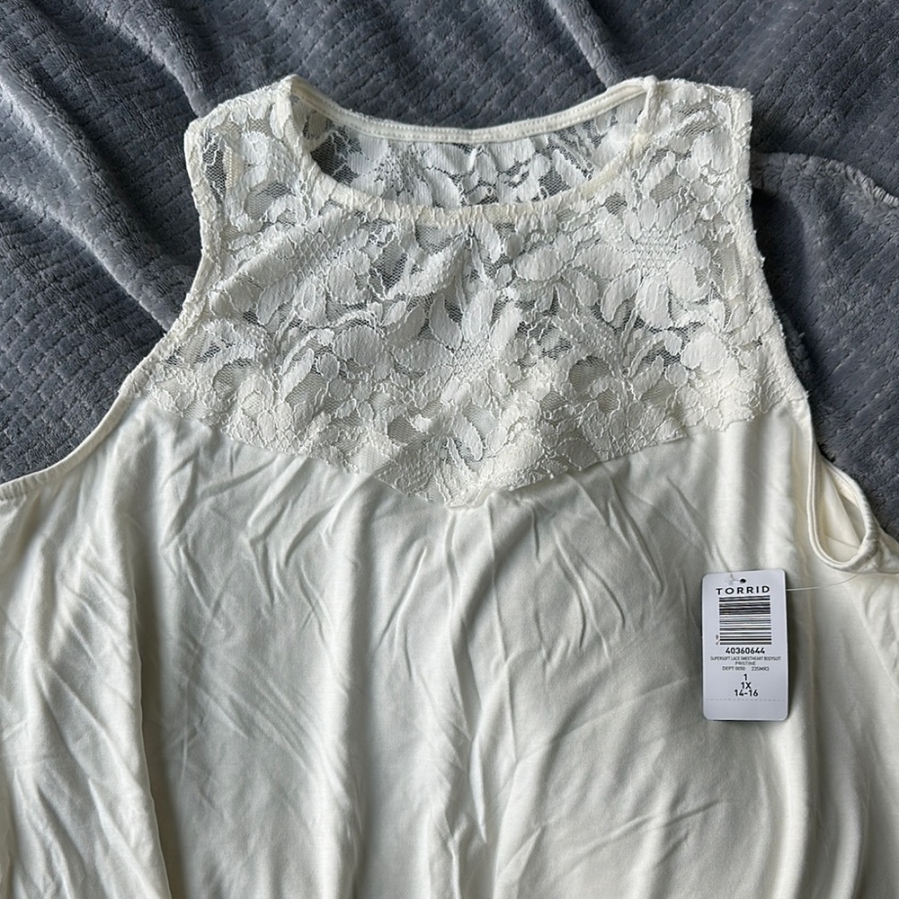 Torrid Cream Supersoft Lace Bodysuit